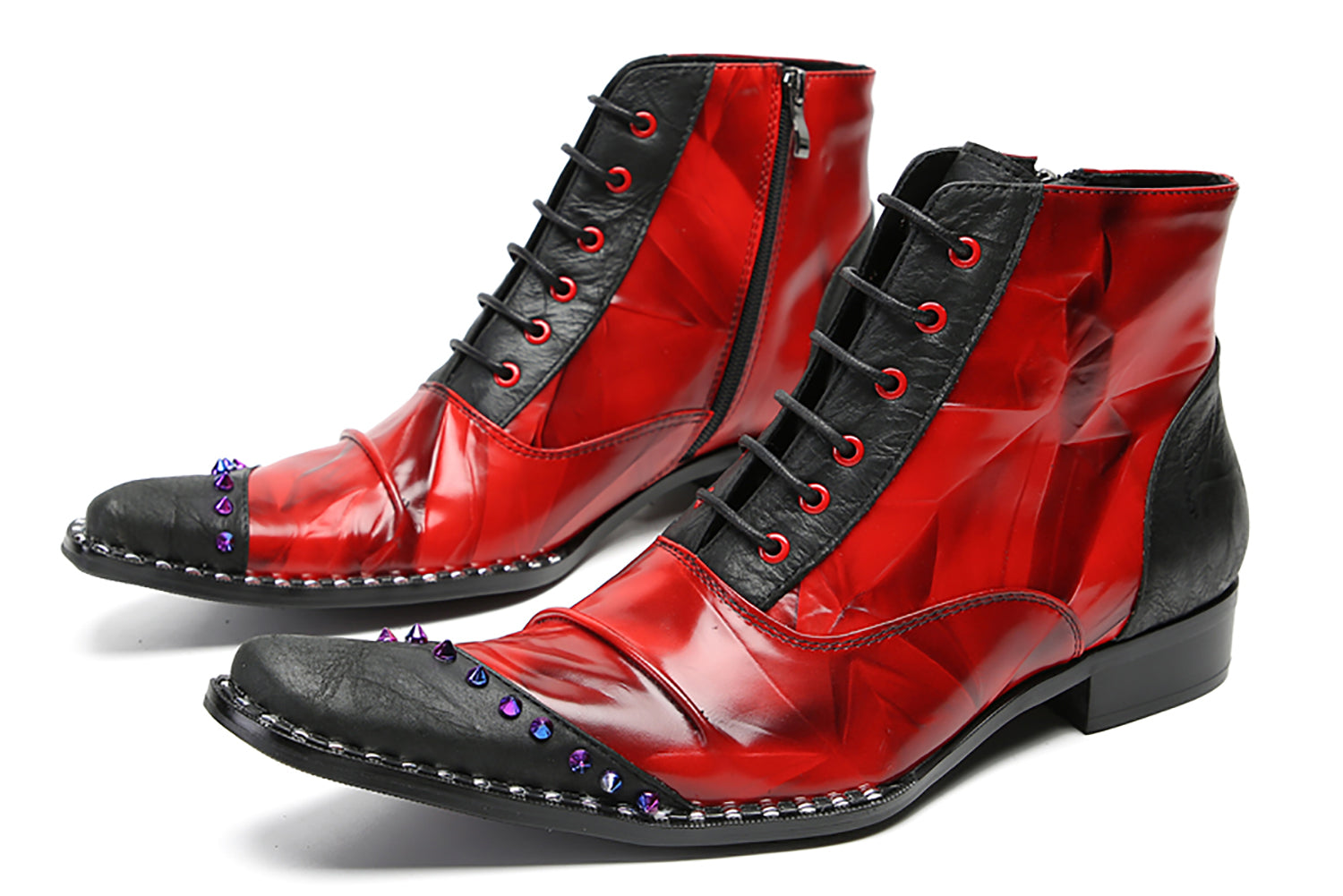 Men's Novelty Colorful Beads Western Boots