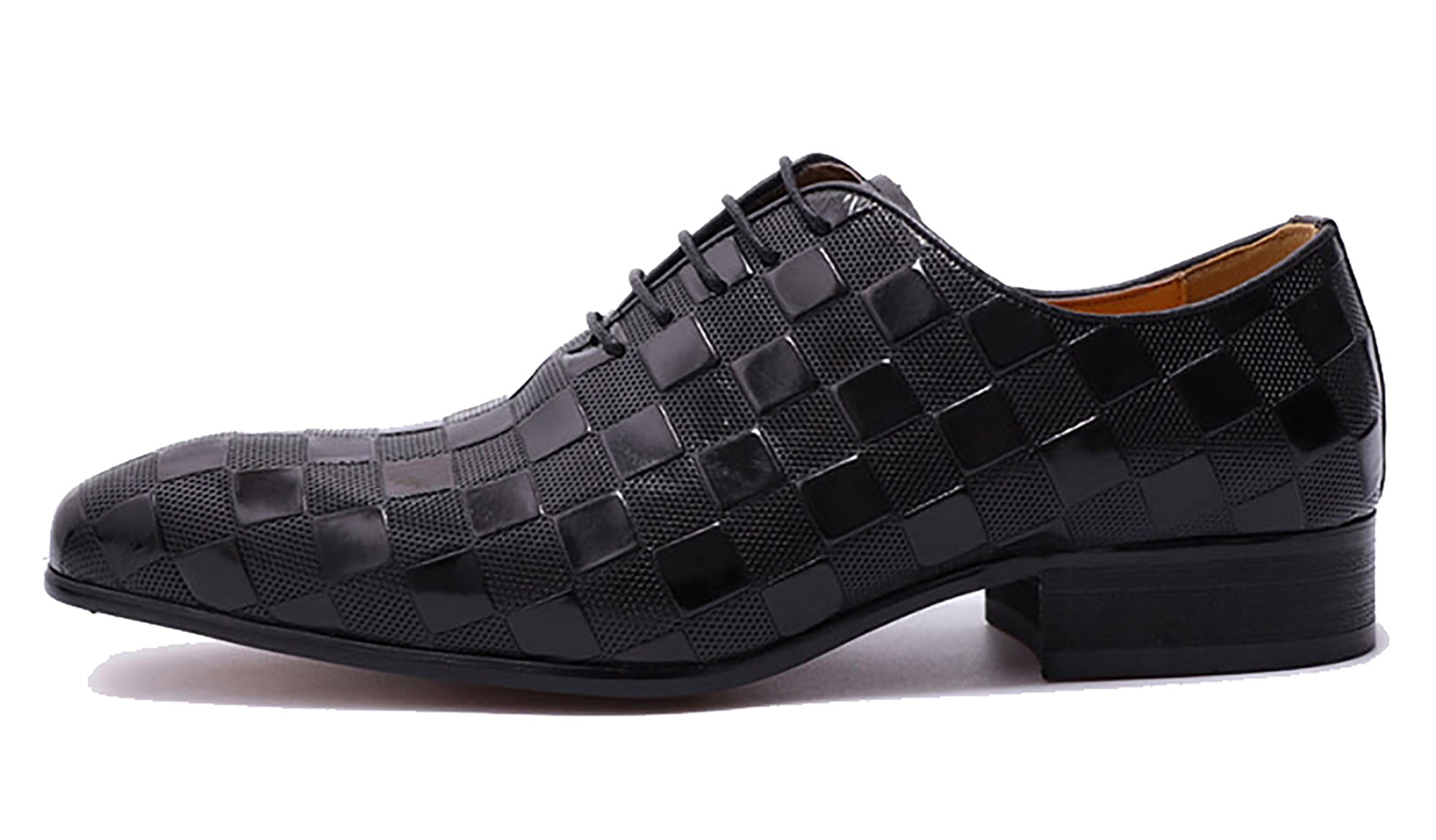 Zapatos Oxford con textura a cuadros hechos a mano para hombre