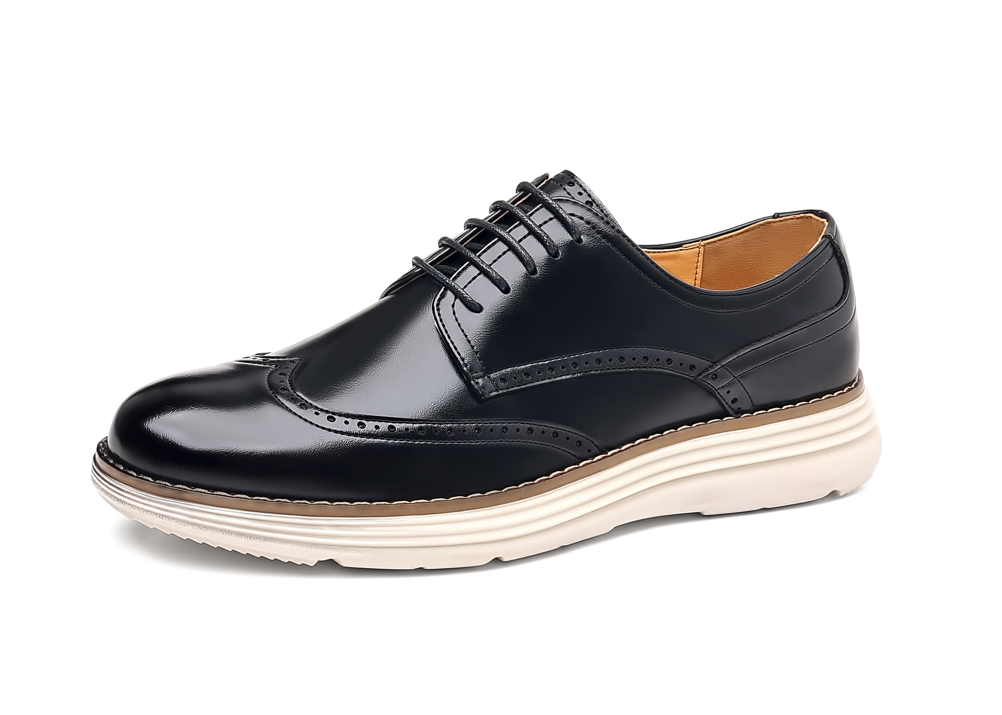 Zapatos Derby de cuero con punta de ala para hombre