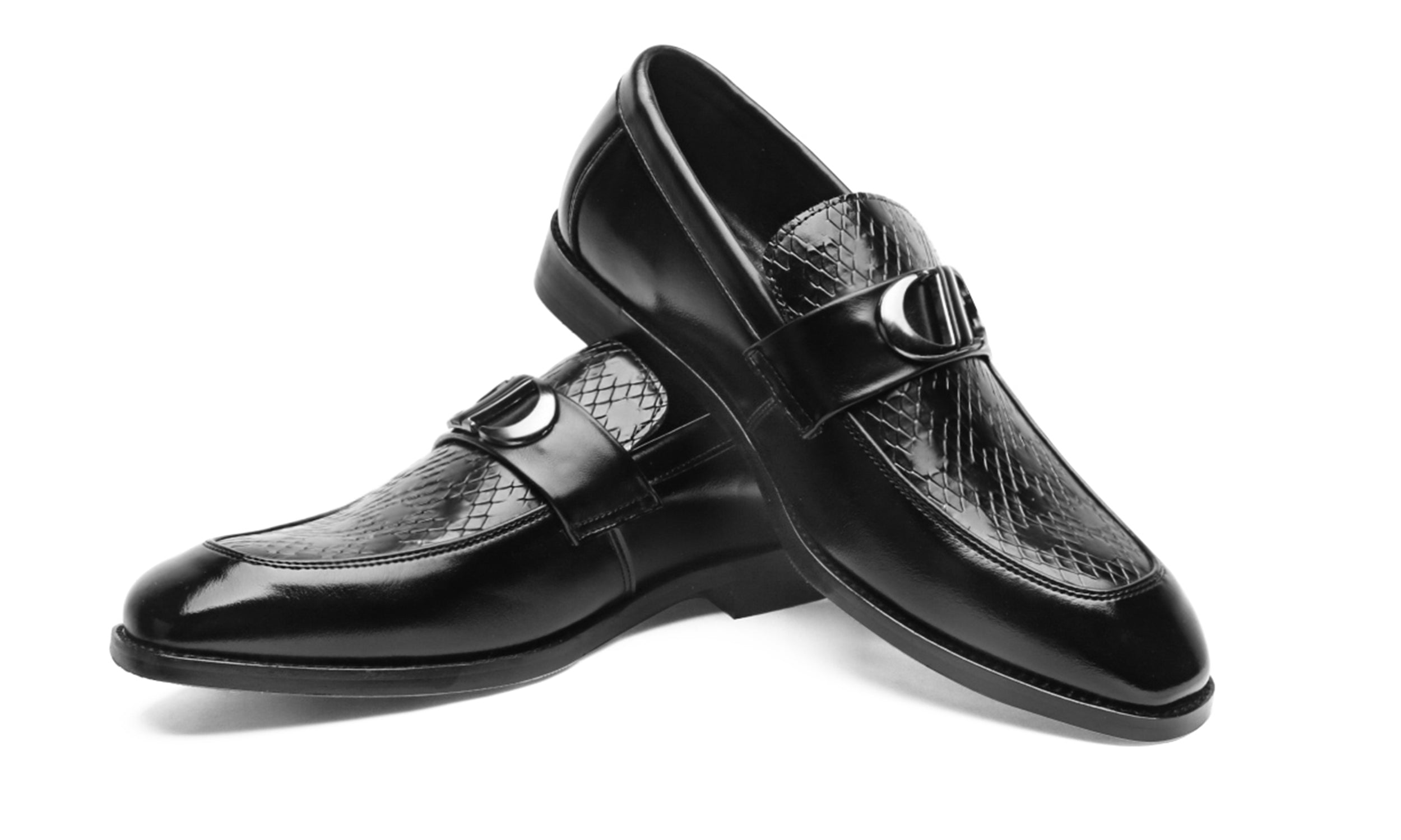 Mocasines de hombre de piel acolchada y repujada