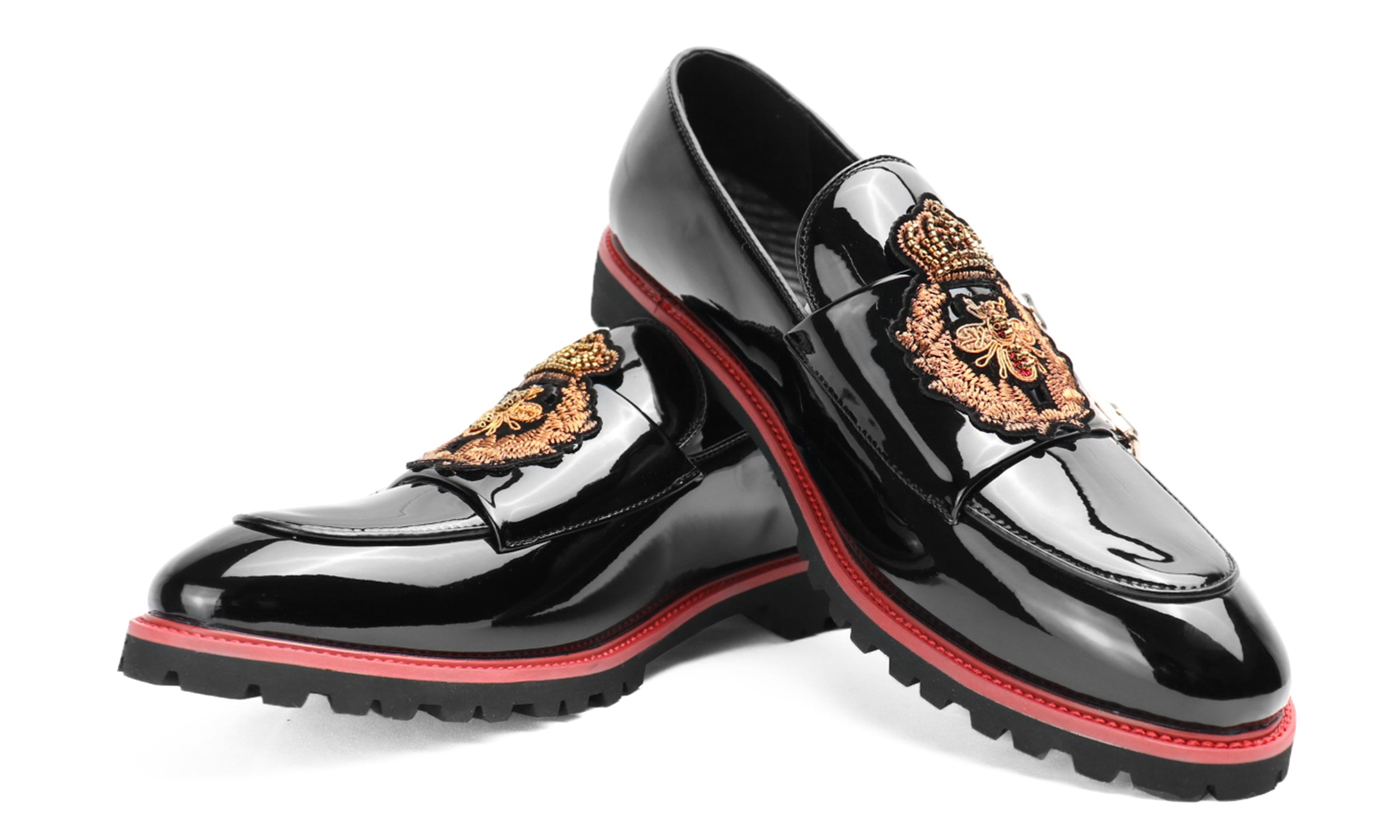 Men's Embroidery Lug Sole Loafers