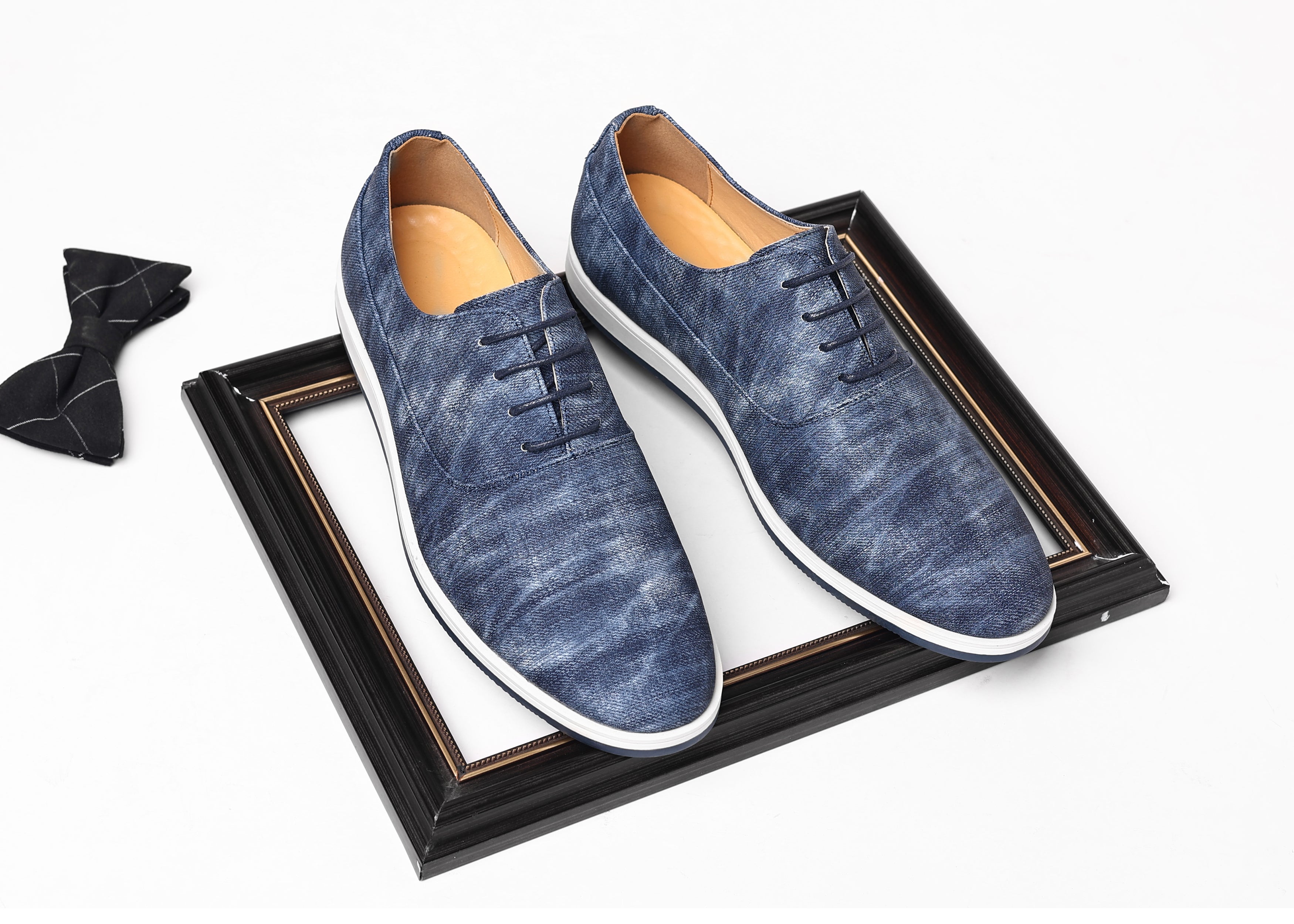 Oxfords de mezclilla con punta lisa para hombre