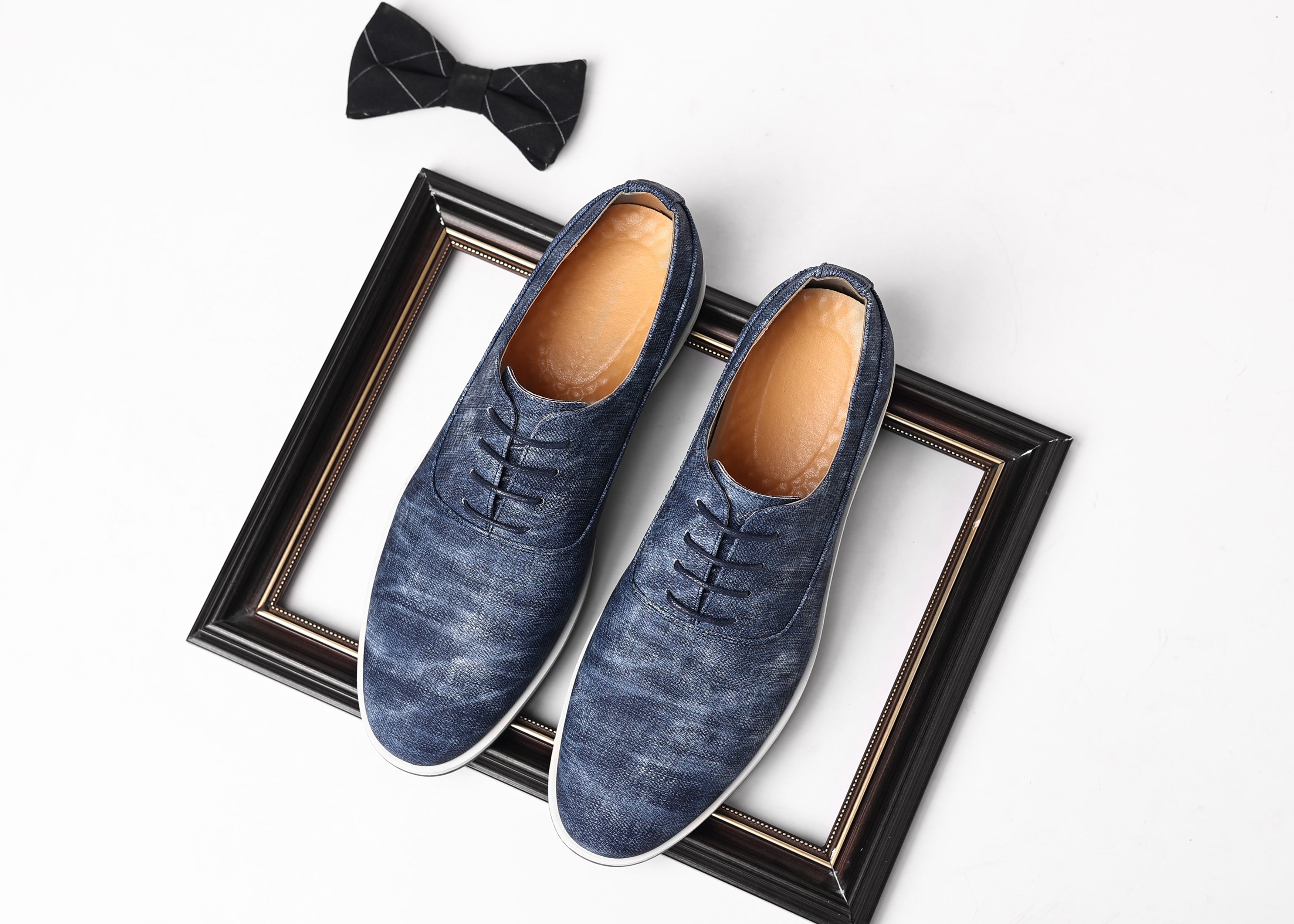 Oxfords de mezclilla con punta lisa para hombre