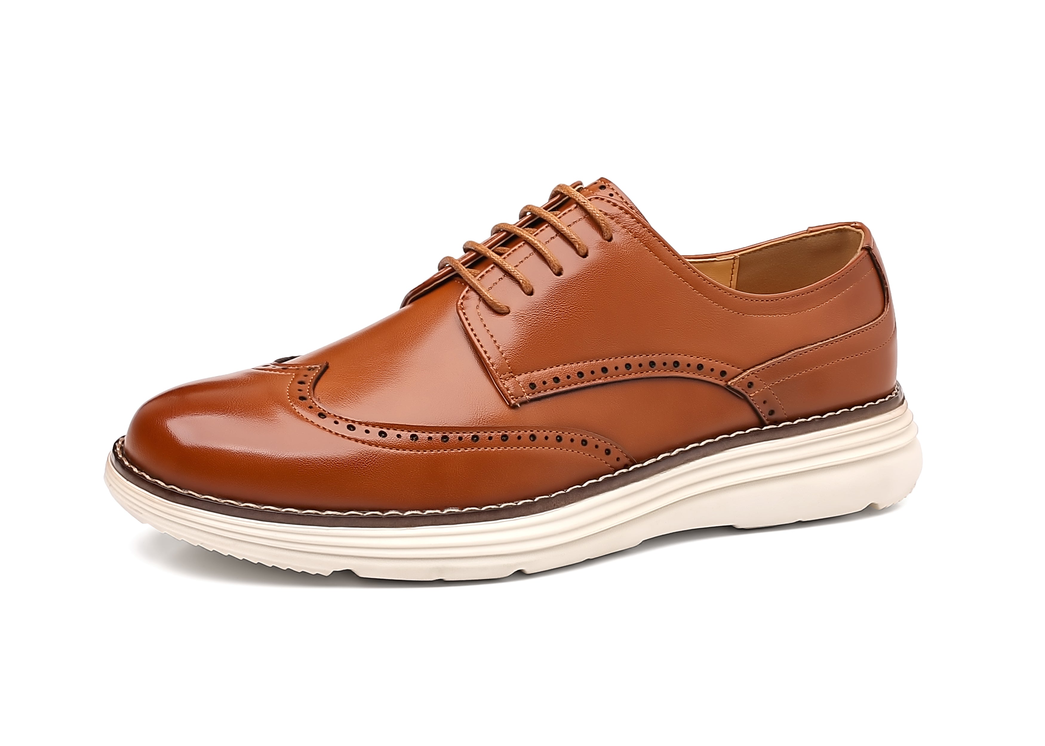 Zapatos Derby de cuero con punta de ala para hombre