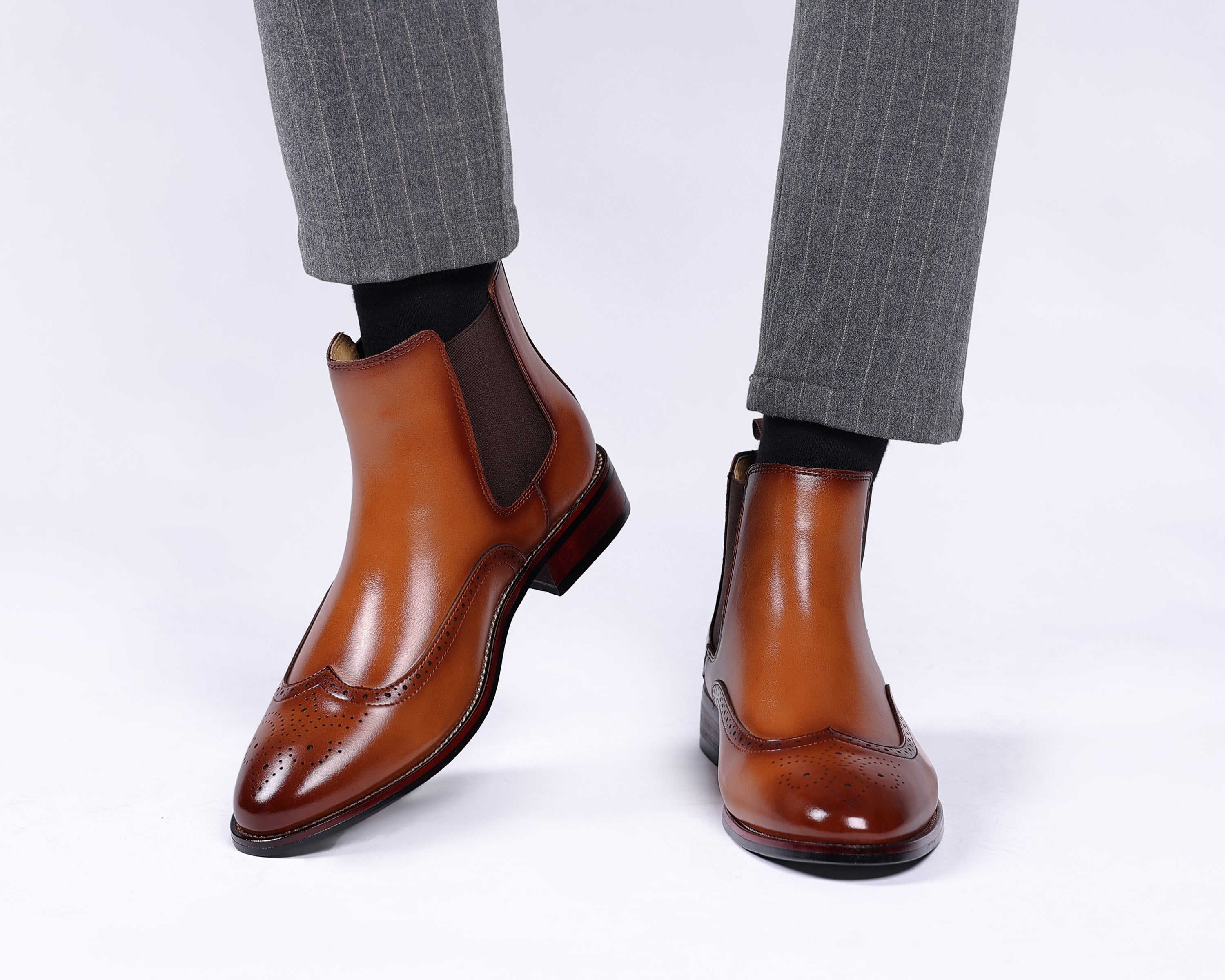 Brogue-Detail Chelsea Boots