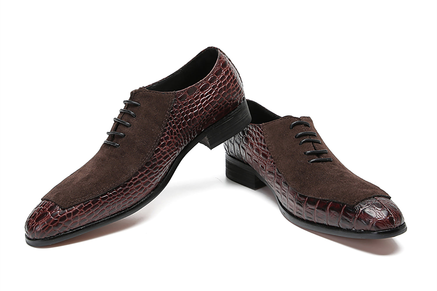 Zapatos Oxford formales con textura de cocodrilo para hombre