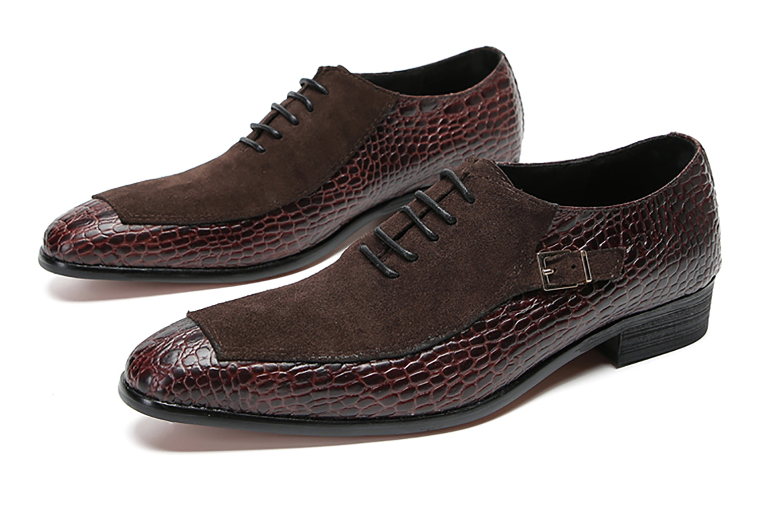 Zapatos Oxford formales con textura de cocodrilo para hombre