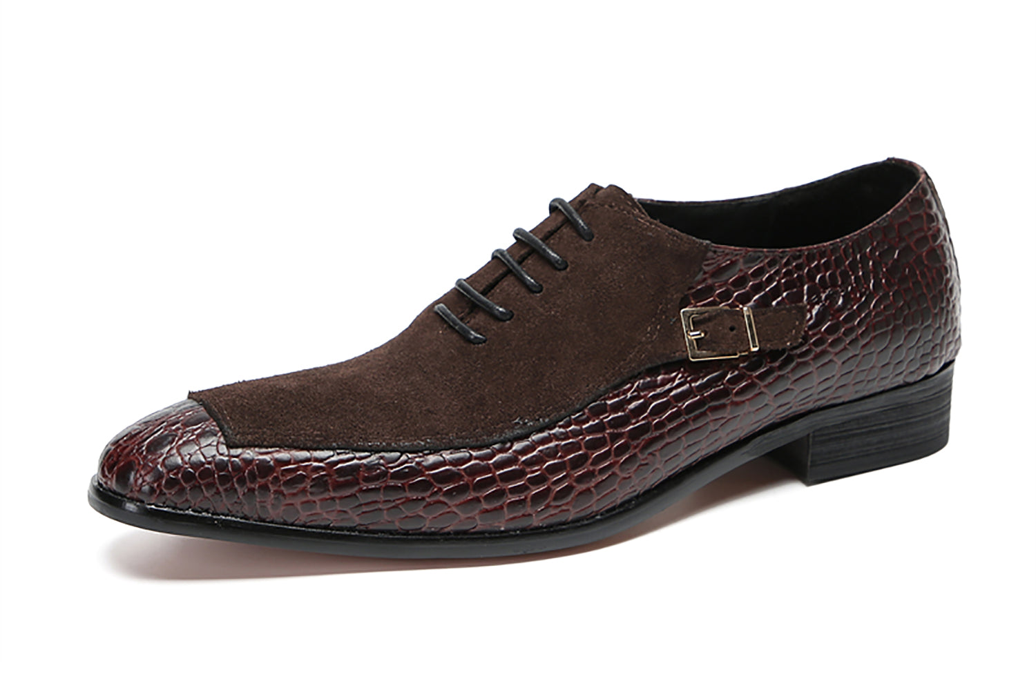 Zapatos Oxford formales con textura de cocodrilo para hombre