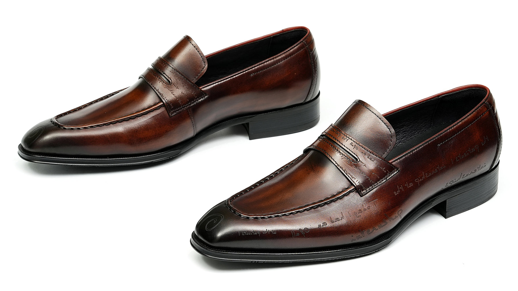 Mocasines Penny Brogues de esmoquin a la moda para hombre