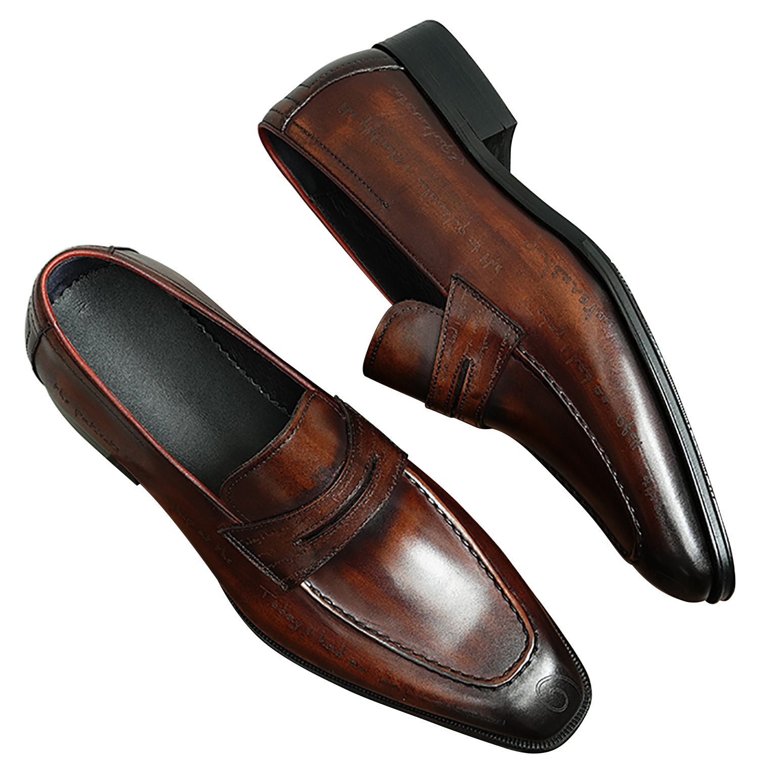 Mocasines Penny Brogues de esmoquin a la moda para hombre