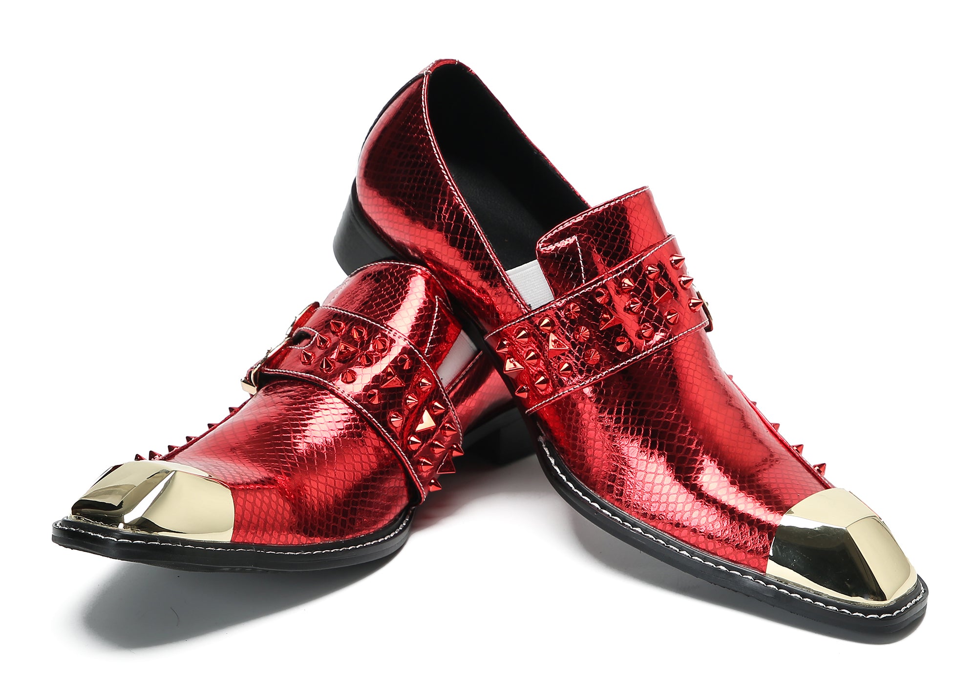 Men's Metal-Square Toe Western Buckle Loafers