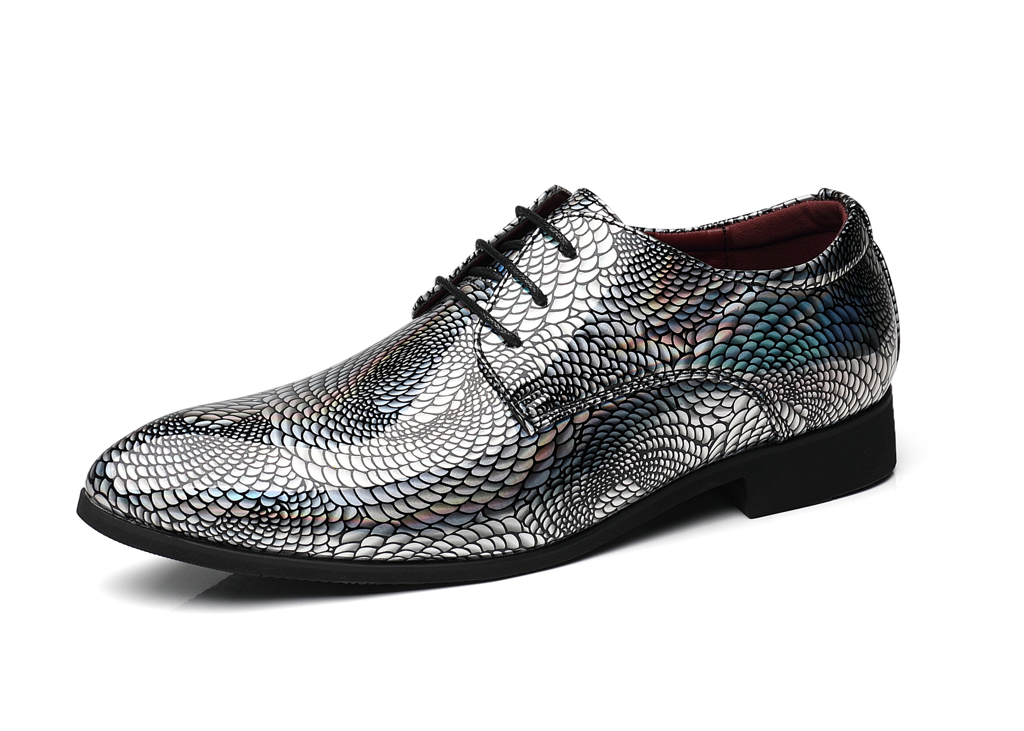 Men's Floral Patent Leather Derby Shoes