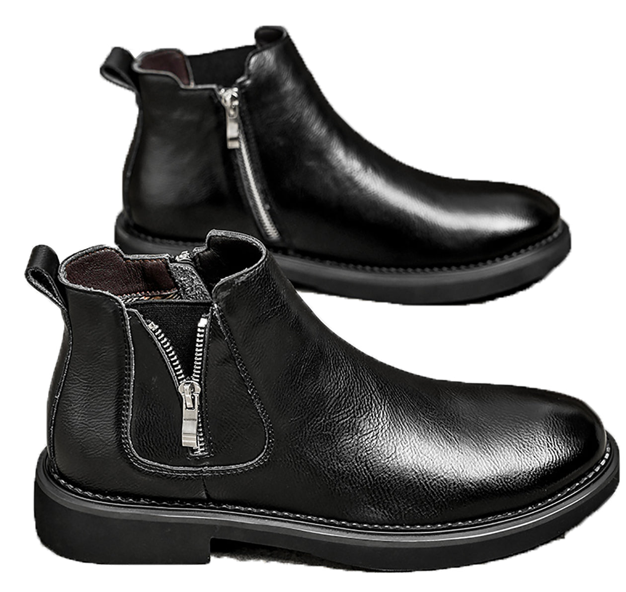 Men's Double Side Zipper Casual Dress Boots