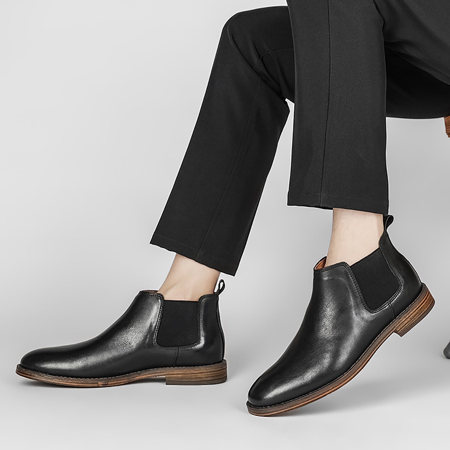Men's Genuine Handmade Plain Toe Chelsea Boots