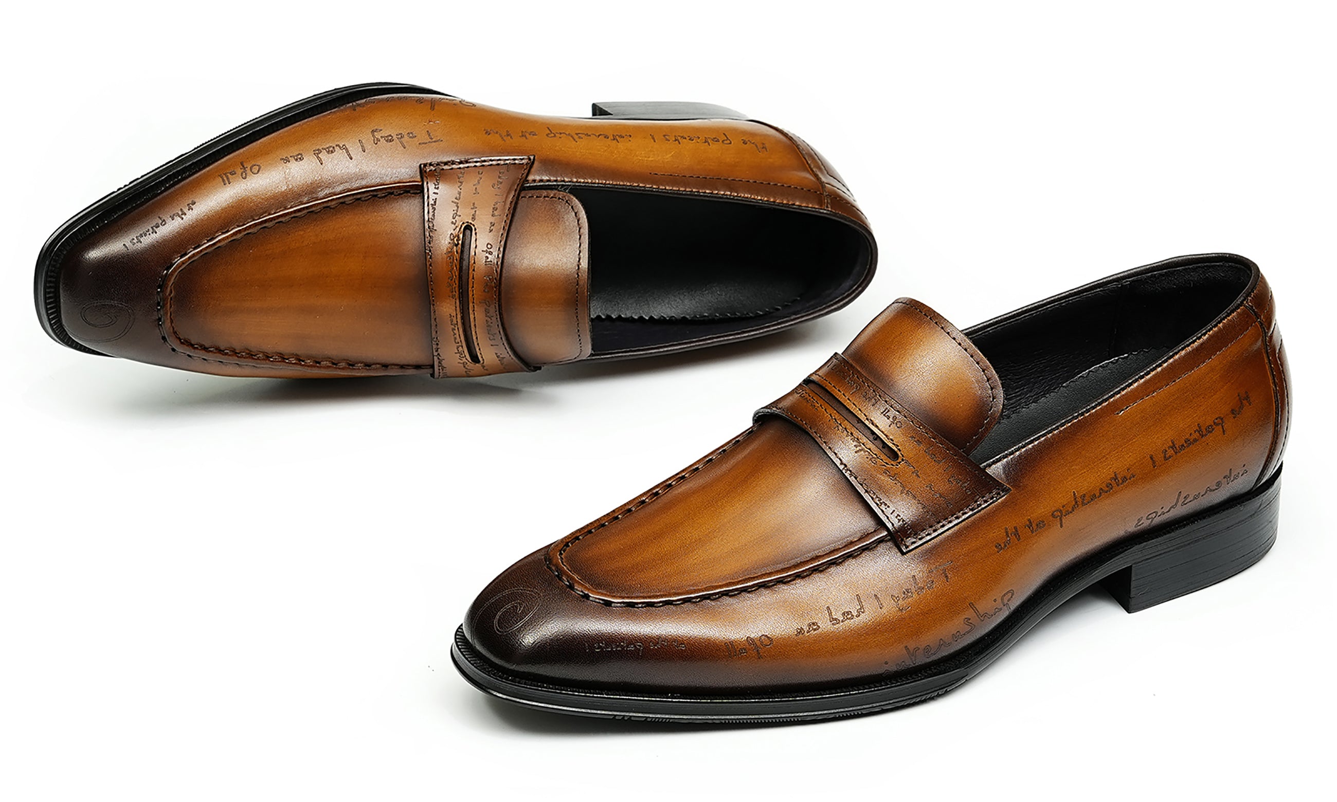 Mocasines Penny Brogues de esmoquin a la moda para hombre