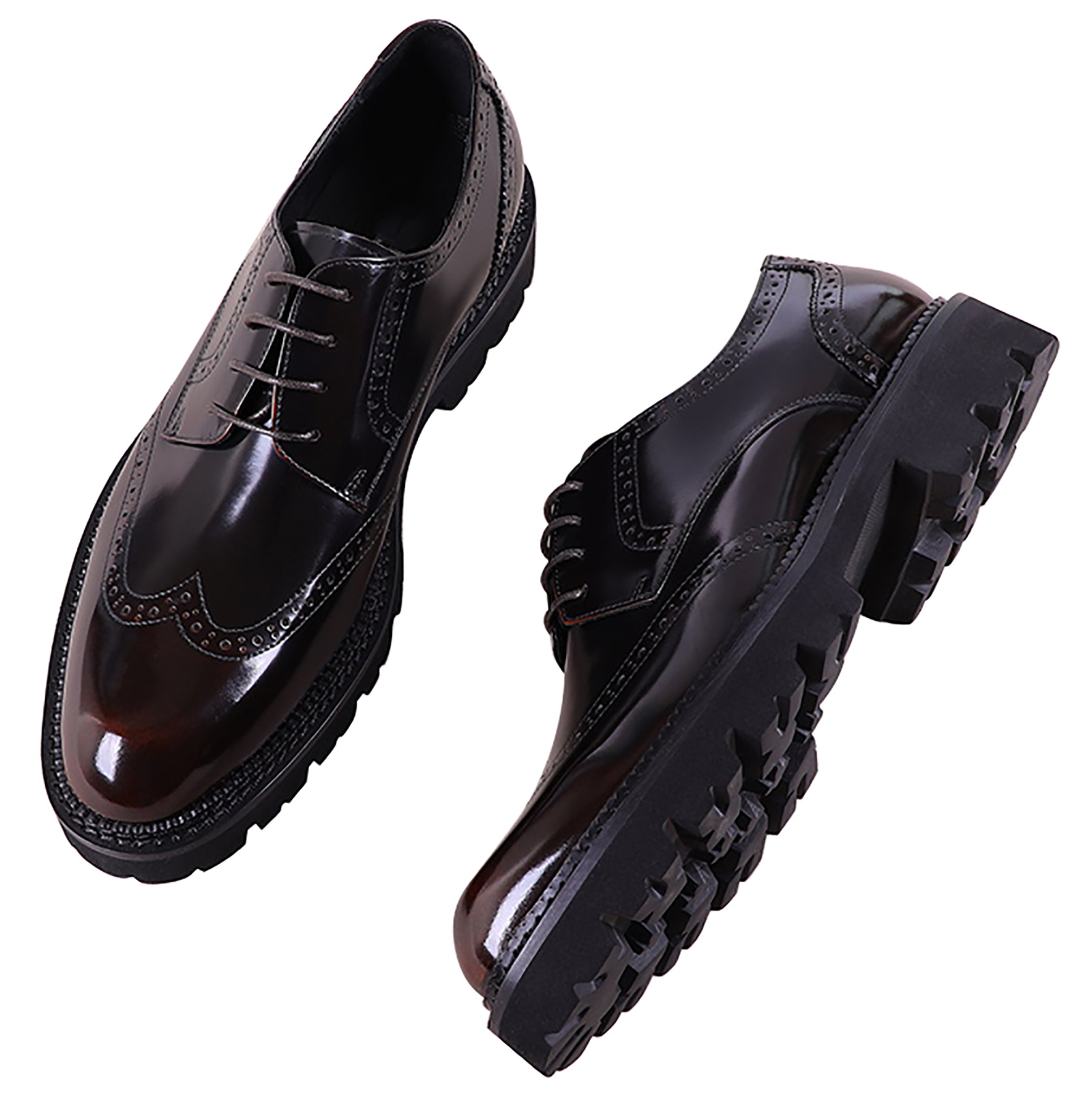 Zapatos brogue formales hechos a mano con punta de ala para hombre