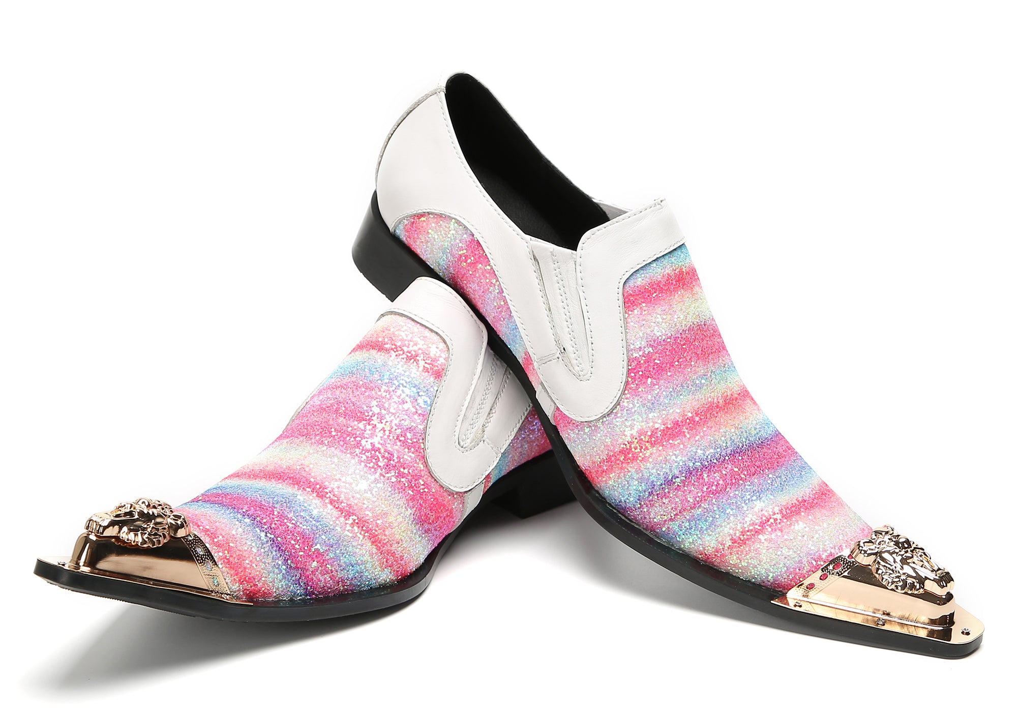 Men's Metal-Tip Toe Colorful Western Loafers