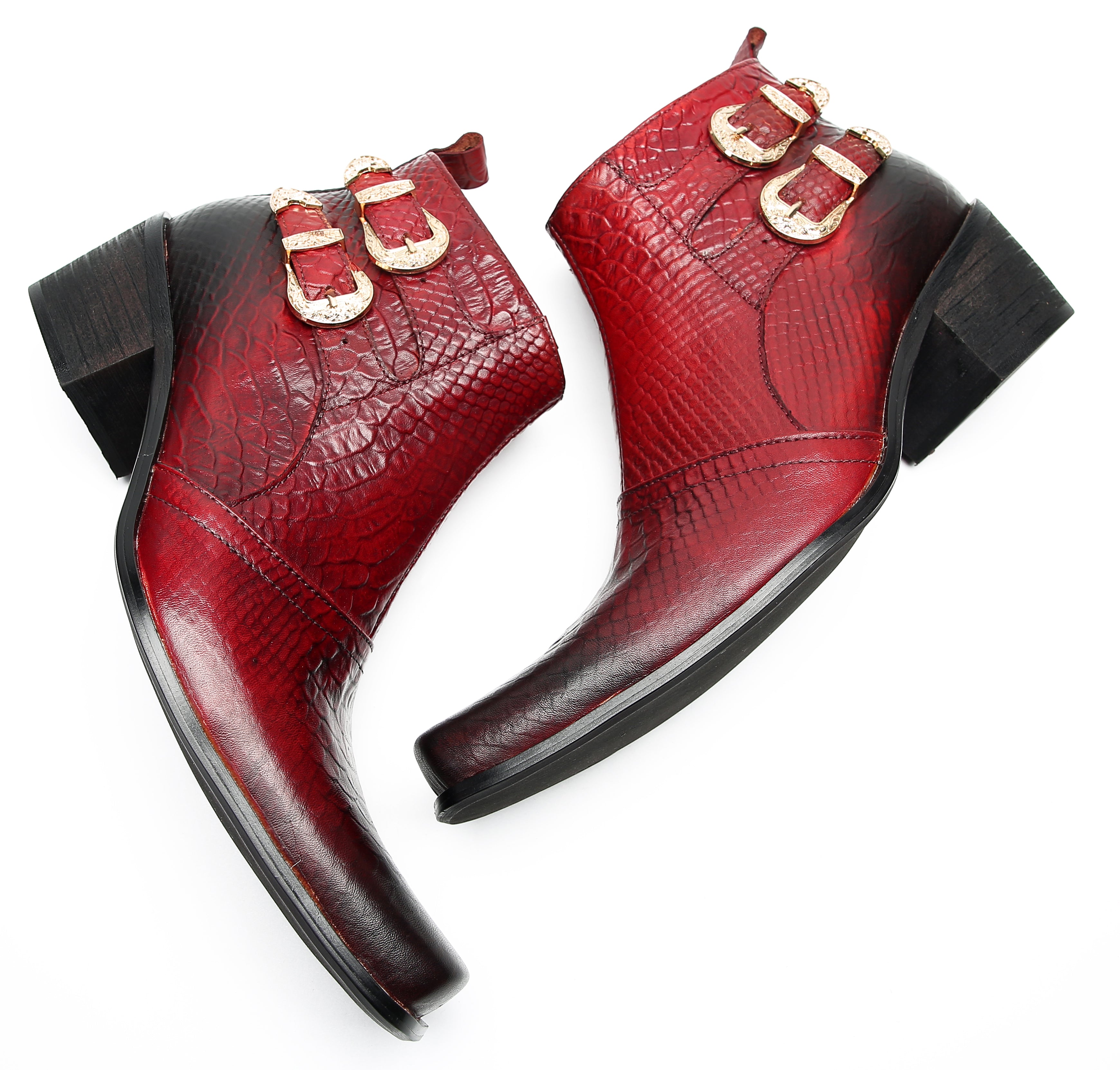 Men's Casual Plain Toe Double Buttons Boots