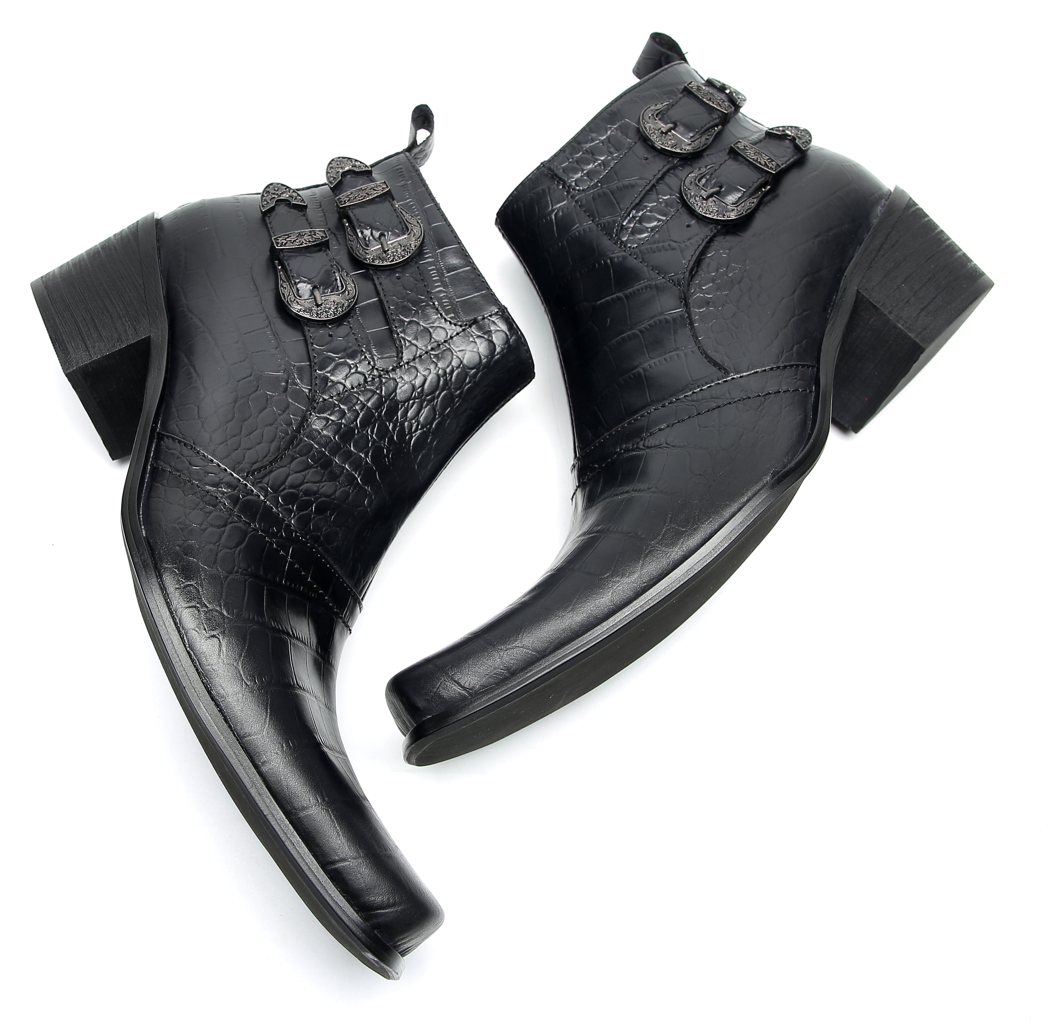 Men's Casual Plain Toe Double Buttons Boots