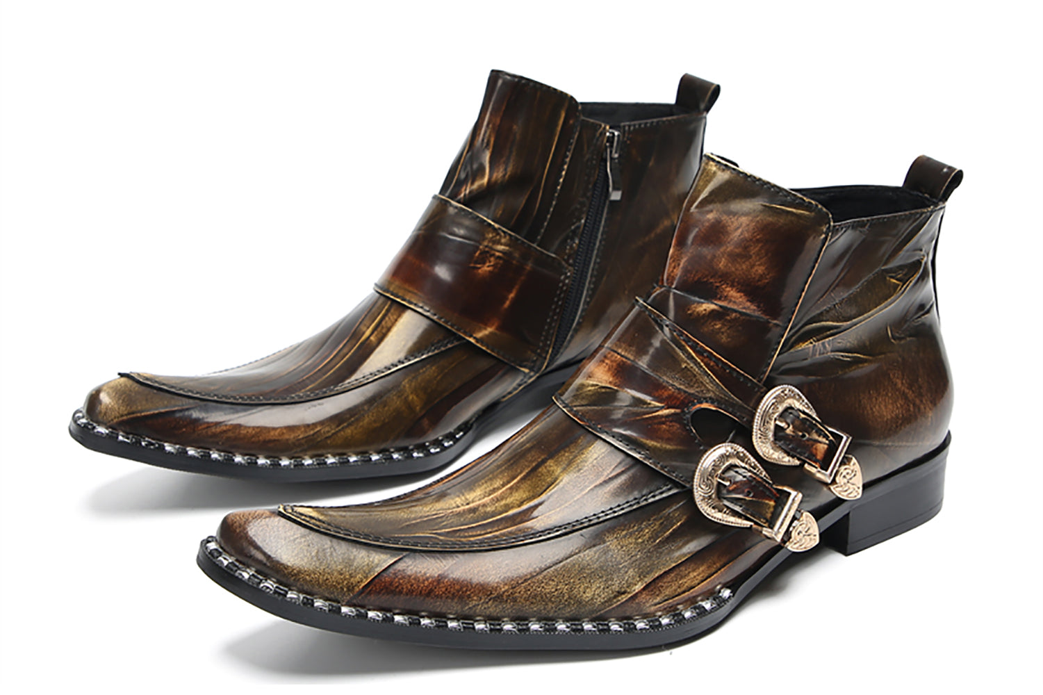 Men's Double Buckle Western Boots