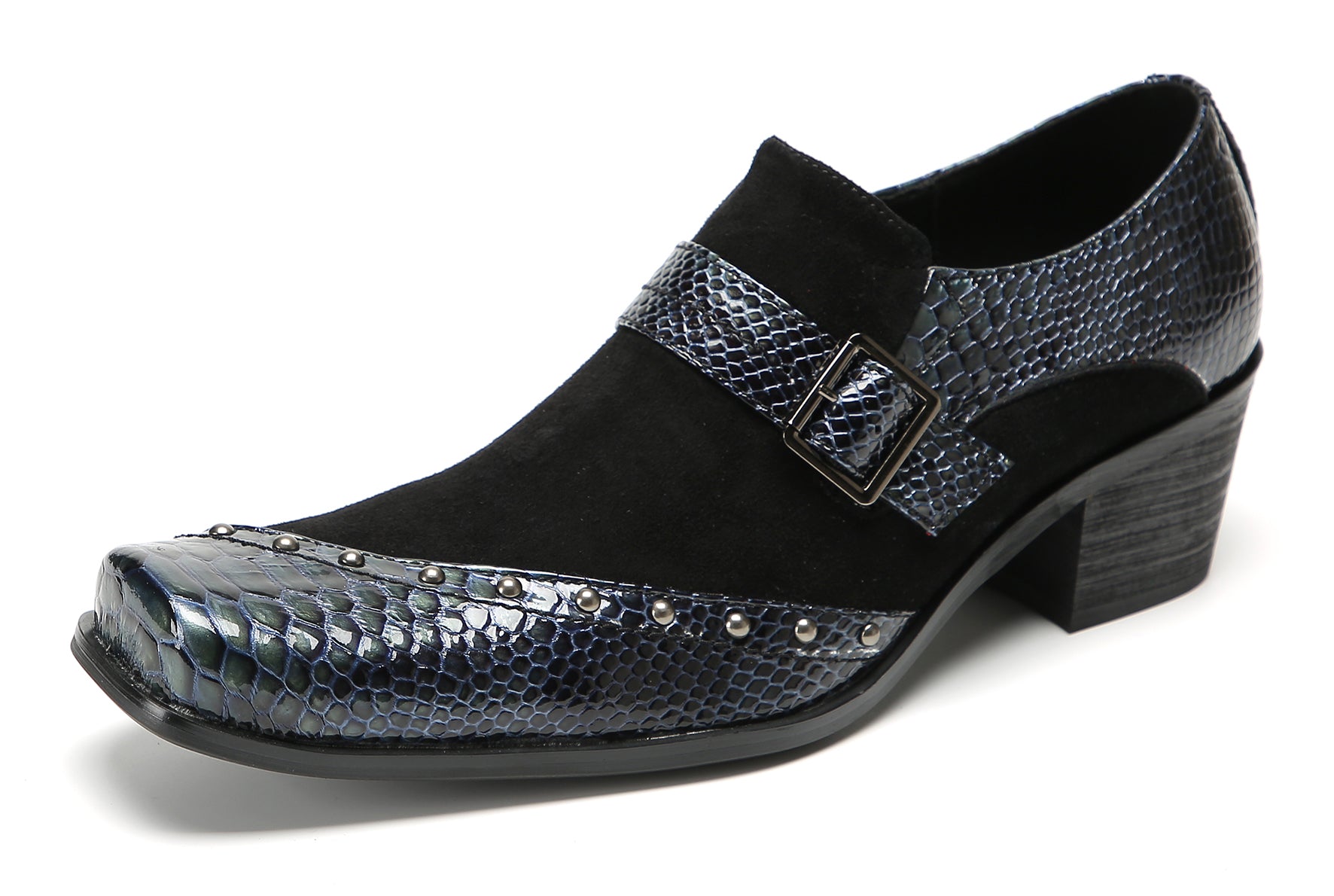 Men's Beaded Buckle Monk Strap Penny Western Loafers