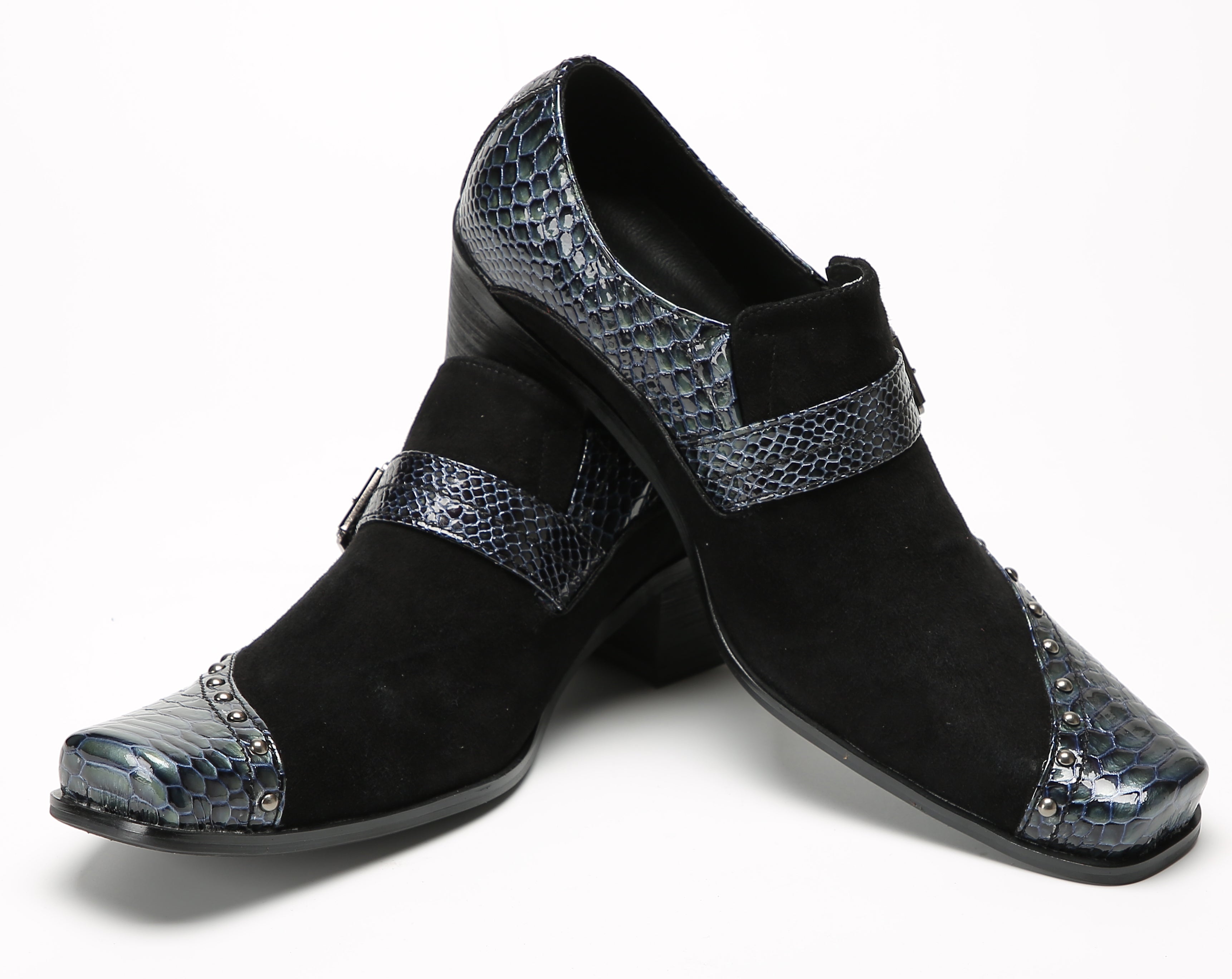 Men's Beaded Buckle Monk Strap Penny Western Loafers