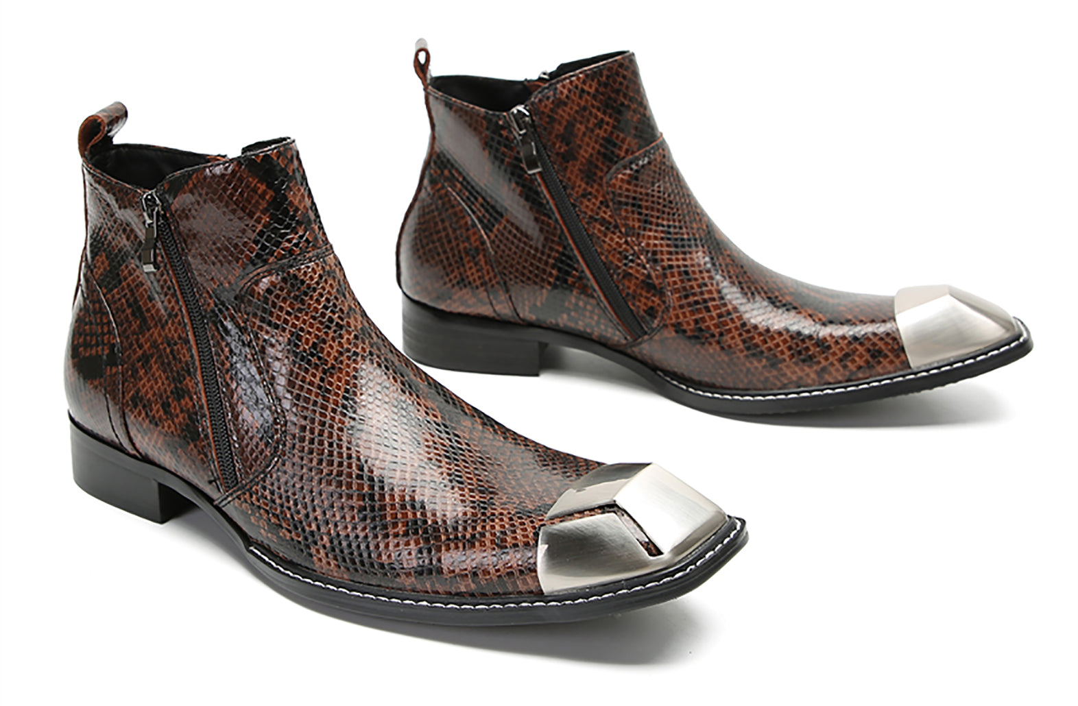 Men's Casual Double Zipper Western Boots