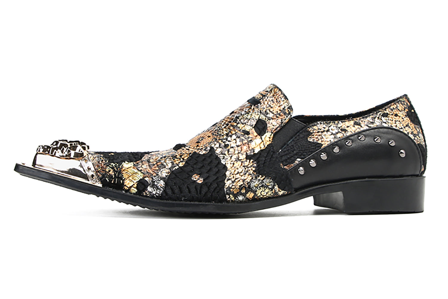 Men's Metal Tip Printed Embroidery Western Loafers