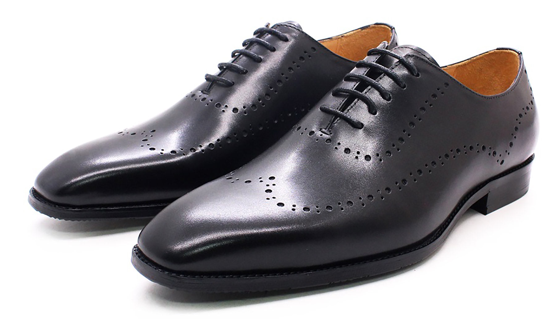 Zapatos Oxford Brouges formales hechos a mano con punta lisa y punta de ala para hombre