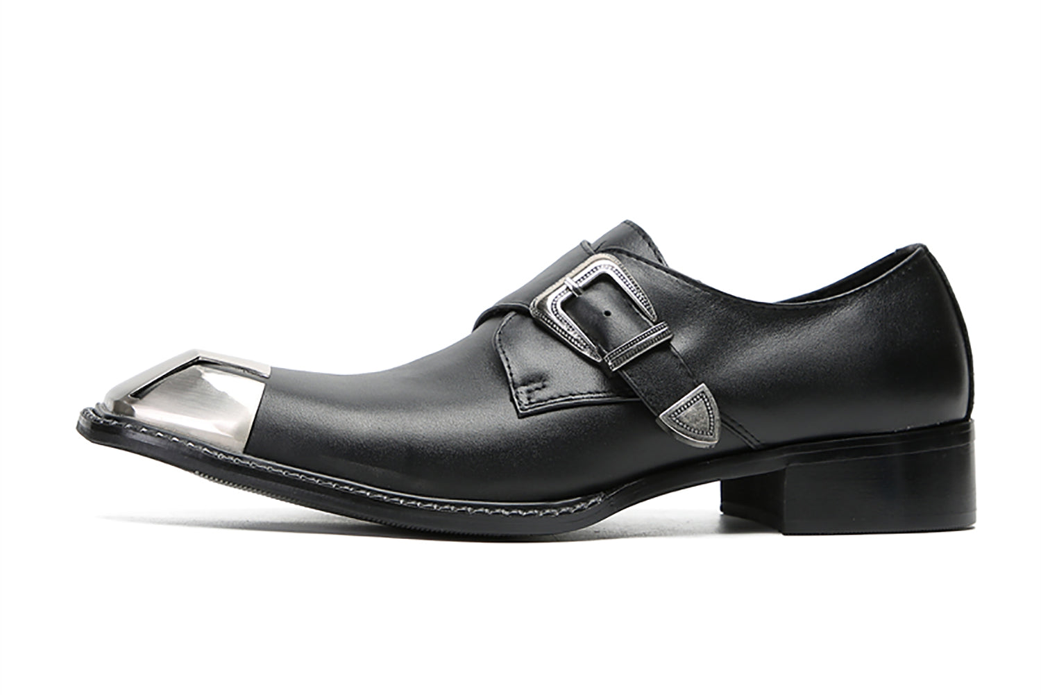 Men's Casual Metal-Square Toe Buckle Western Loafers