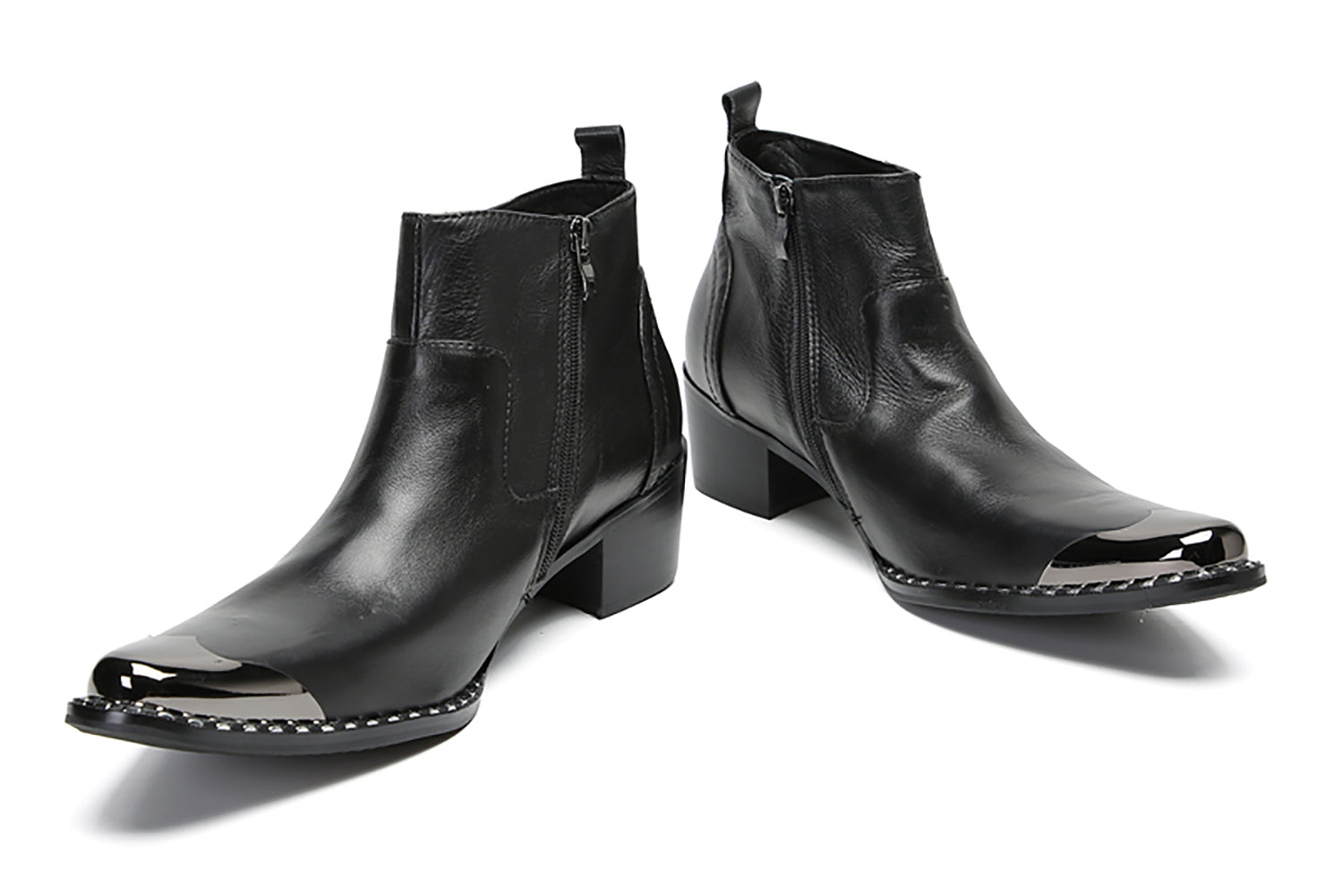 Men's Metal-Tip Toe Beaded Western Boots