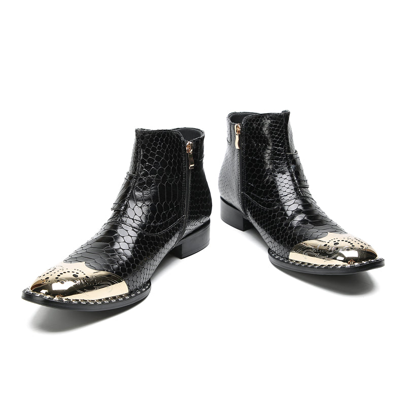 Men's Metal-Tip Toe Buttons Western Boots