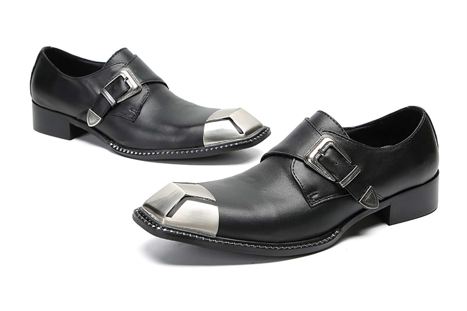 Men's Casual Metal-Square Toe Buckle Western Loafers