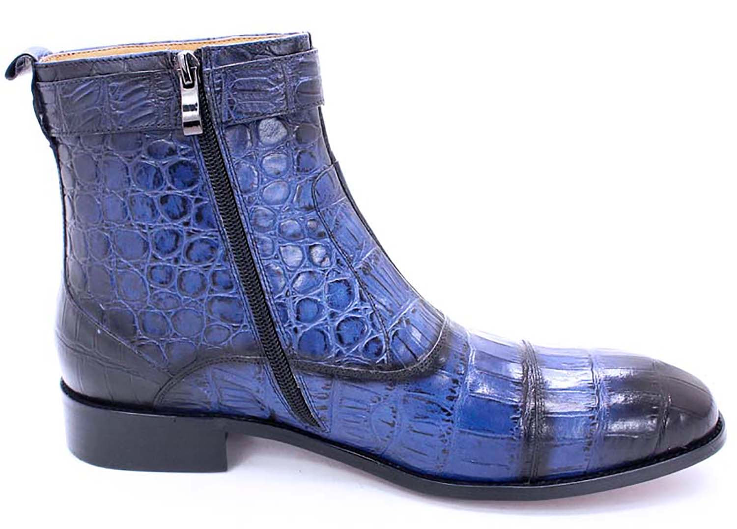 Men's Handmade Crocodile Print Chelsea Dress Boots