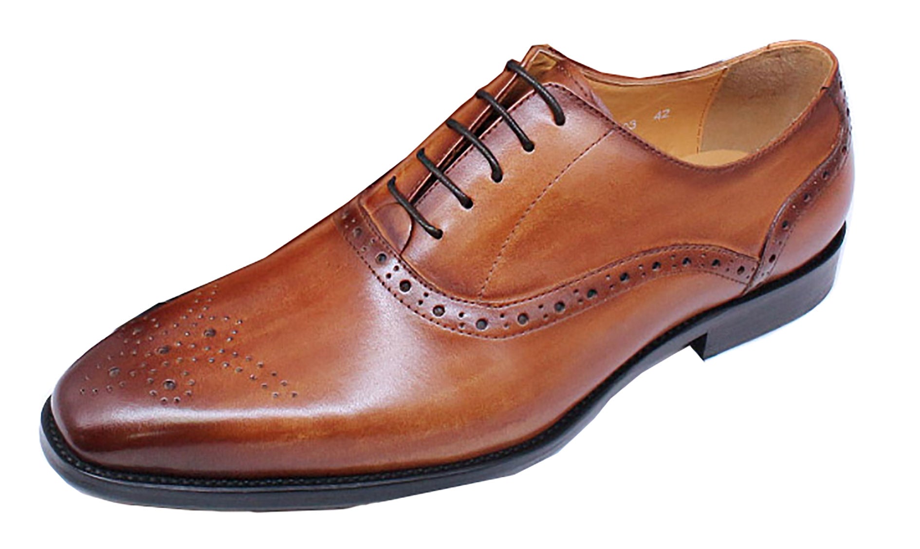 Zapatos Oxford Brouges formales hechos a mano con punta lisa para hombre