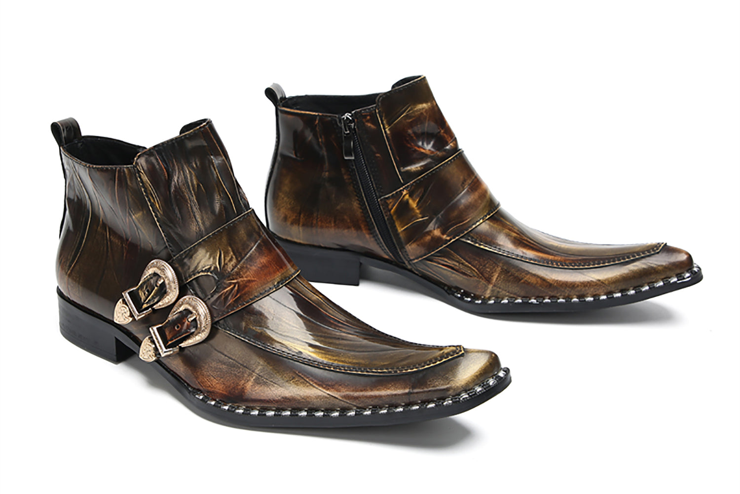 Men's Double Buckle Western Boots