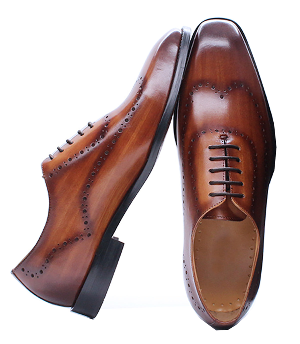 Men's Handmade Formal Plain Toe Wingtips Brouges Oxfords