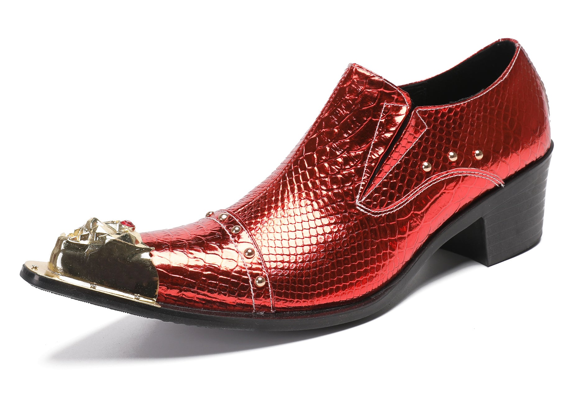 Men's Metal Tip Red Diamond Western Loafers