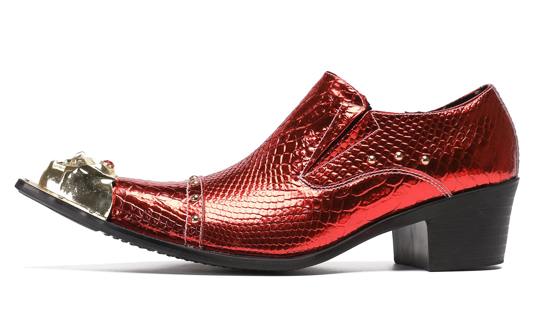 Men's Metal Tip Red Diamond Western Loafers