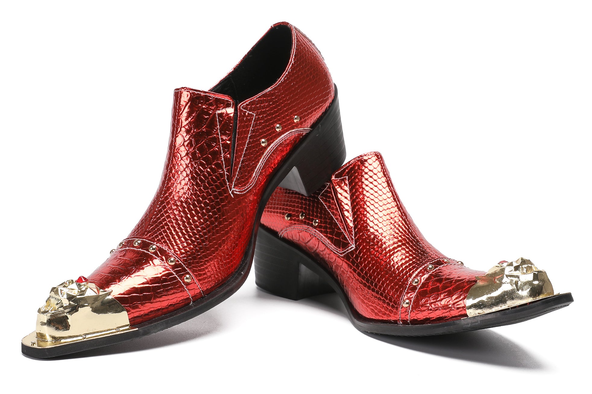 Men's Metal Tip Red Diamond Western Loafers