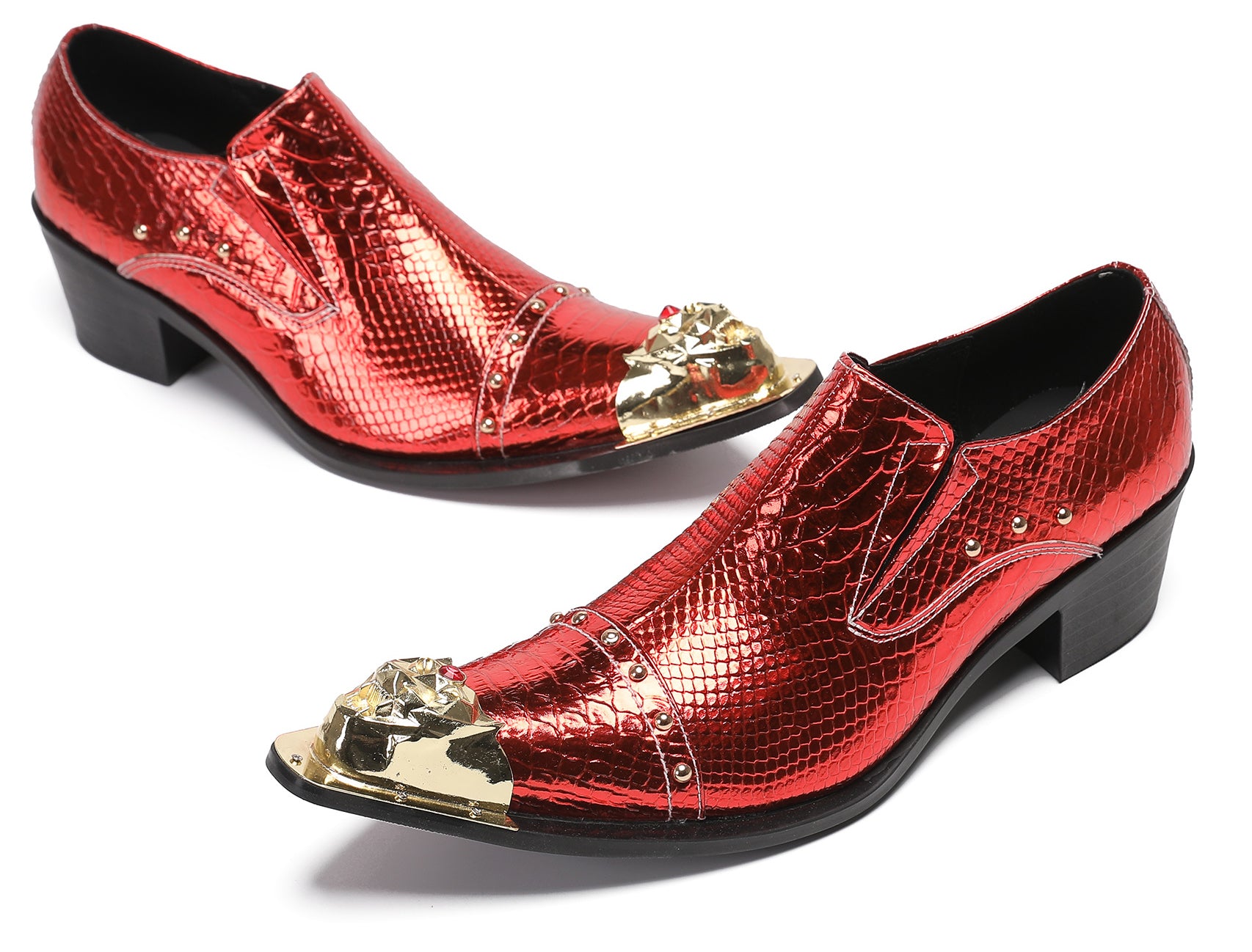 Men's Metal Tip Red Diamond Western Loafers