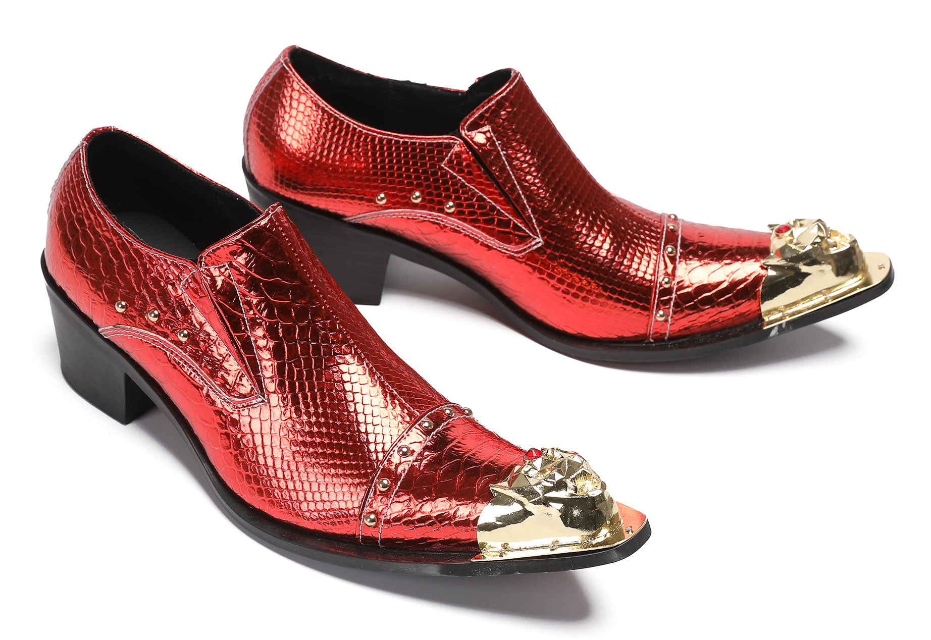 Men's Metal Tip Red Diamond Western Loafers