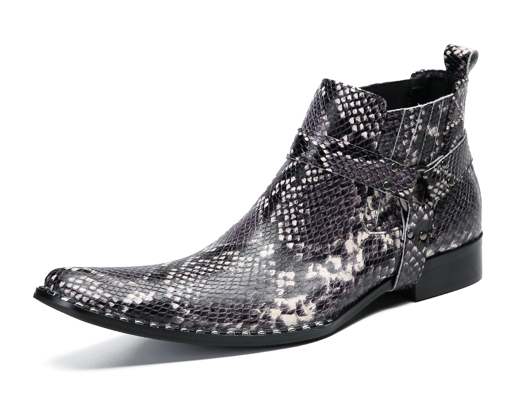 Men's Snakeskin Texture Chelsea Boots Western