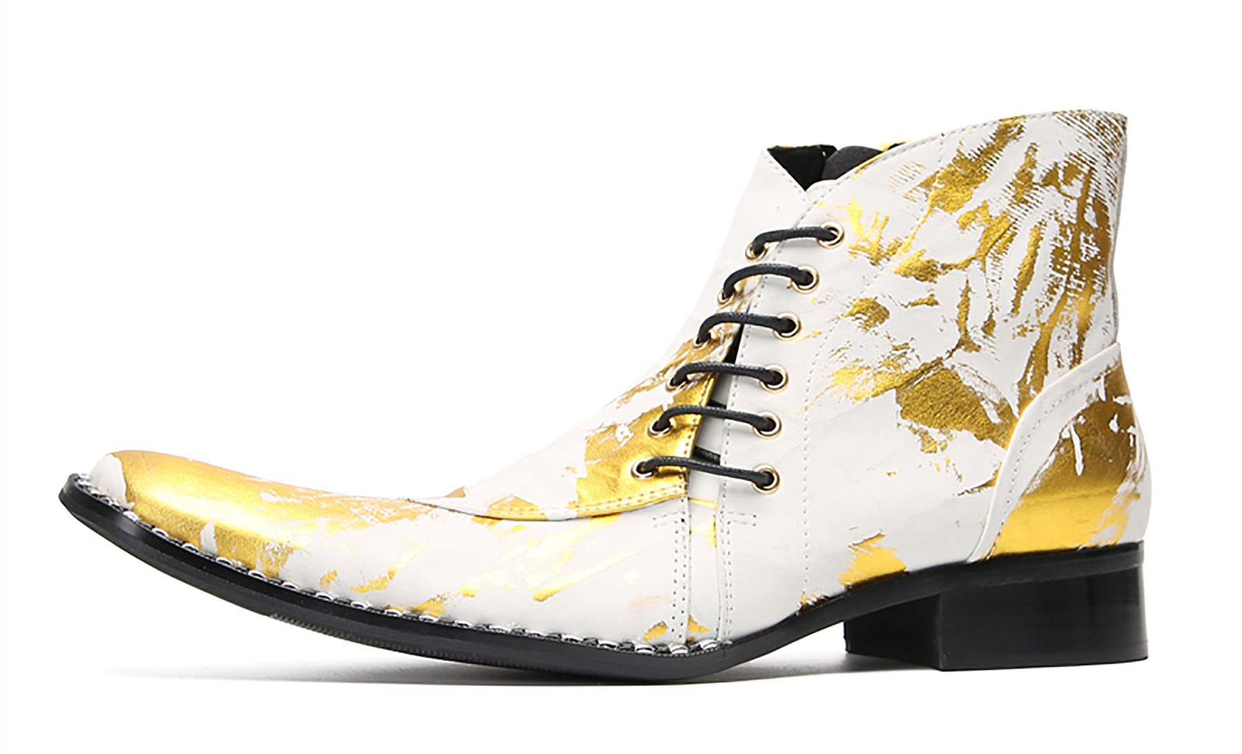 Men's Slant Lace Up Graffiti Western Boots