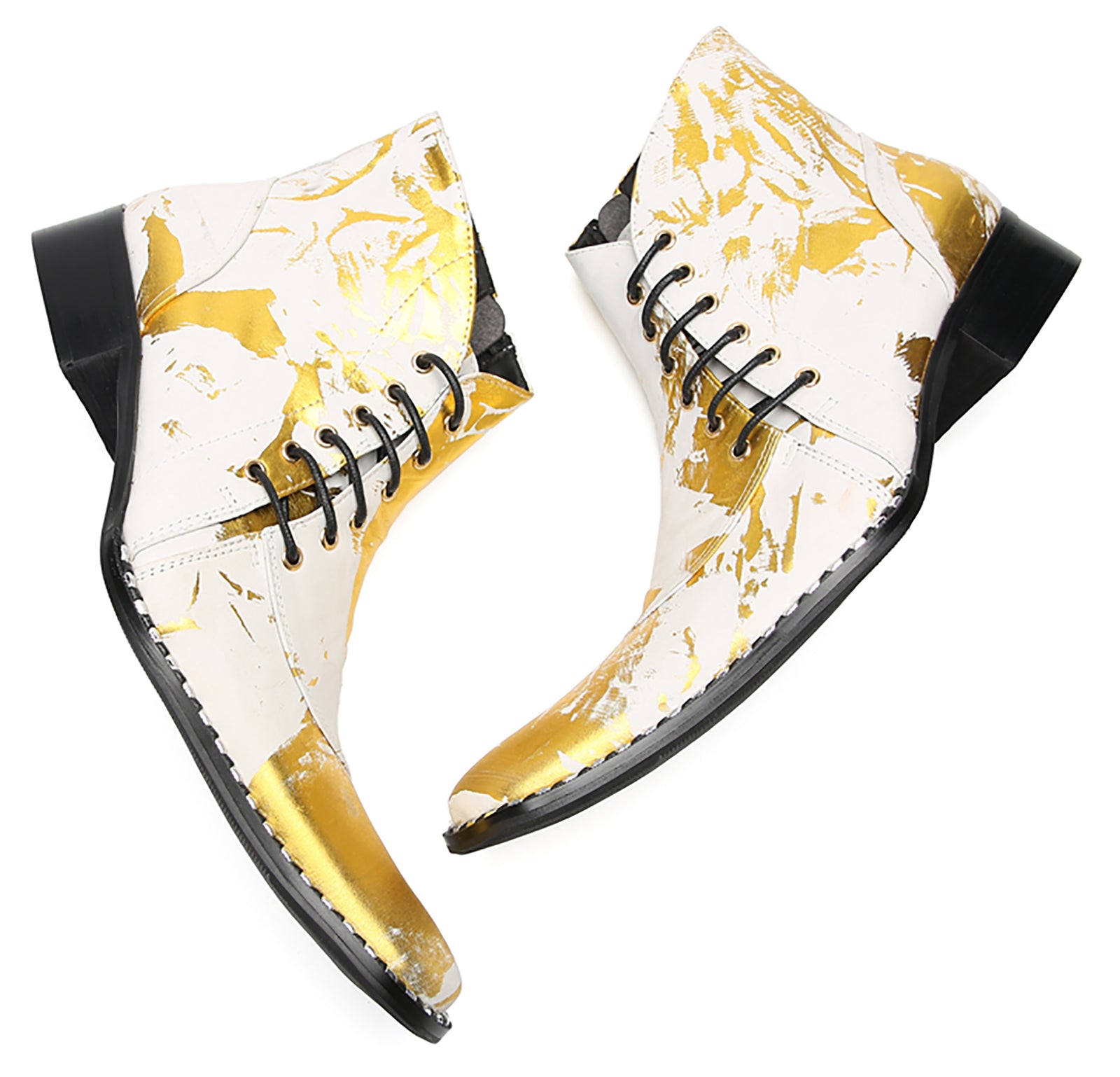 Men's Slant Lace Up Graffiti Western Boots