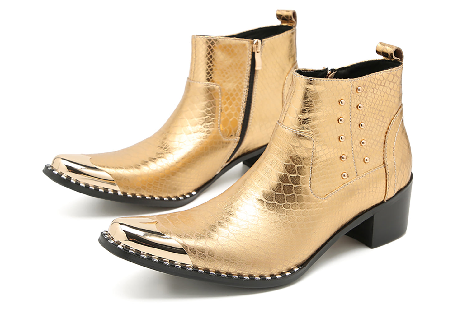 Men's Metal-Tip Toe Beaded Western Boots