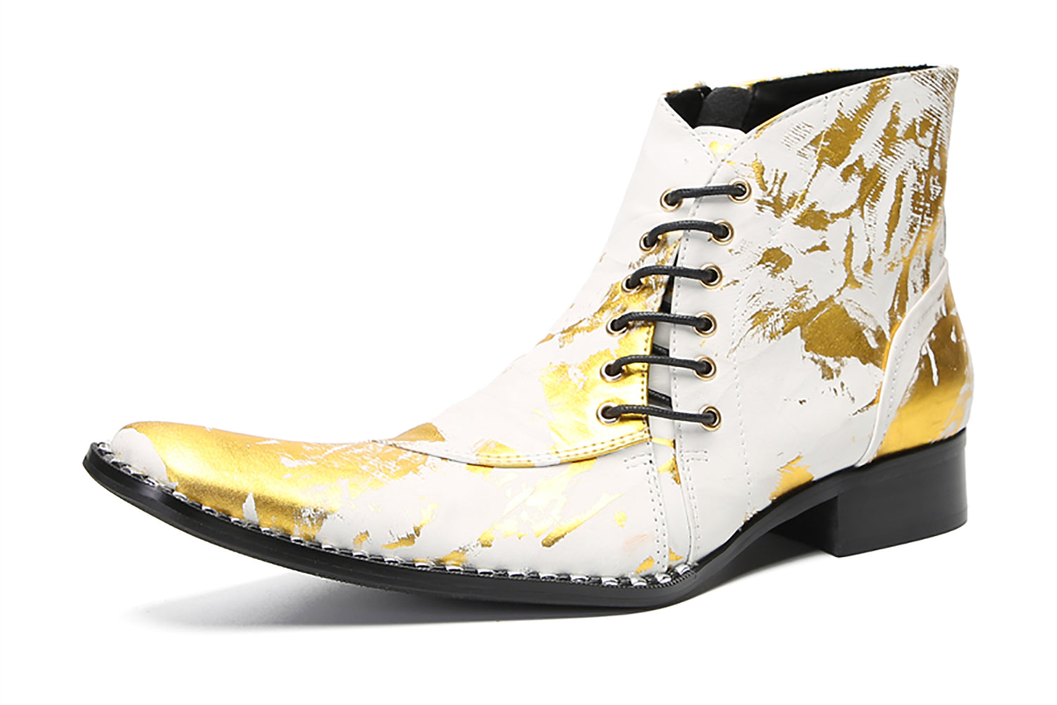 Men's Slant Lace Up Graffiti Western Boots