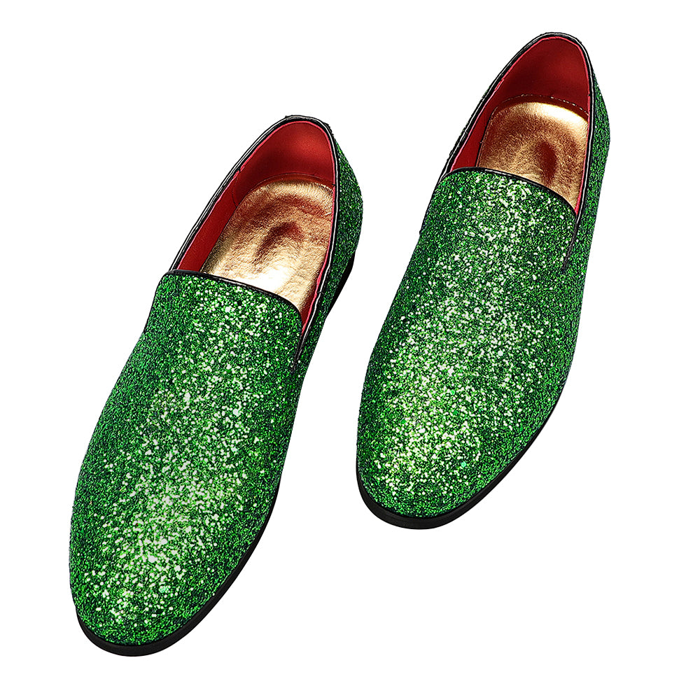 Men's Metallic Glitter Smoking Loafers