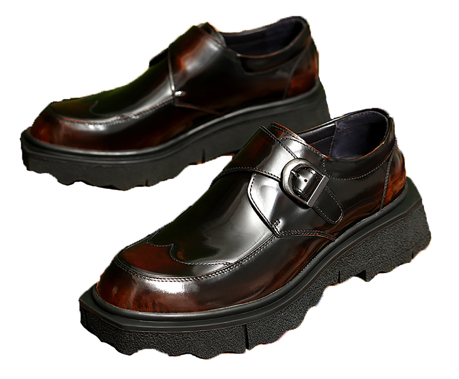 Men's Thick Sole Monk-Strap Loafers