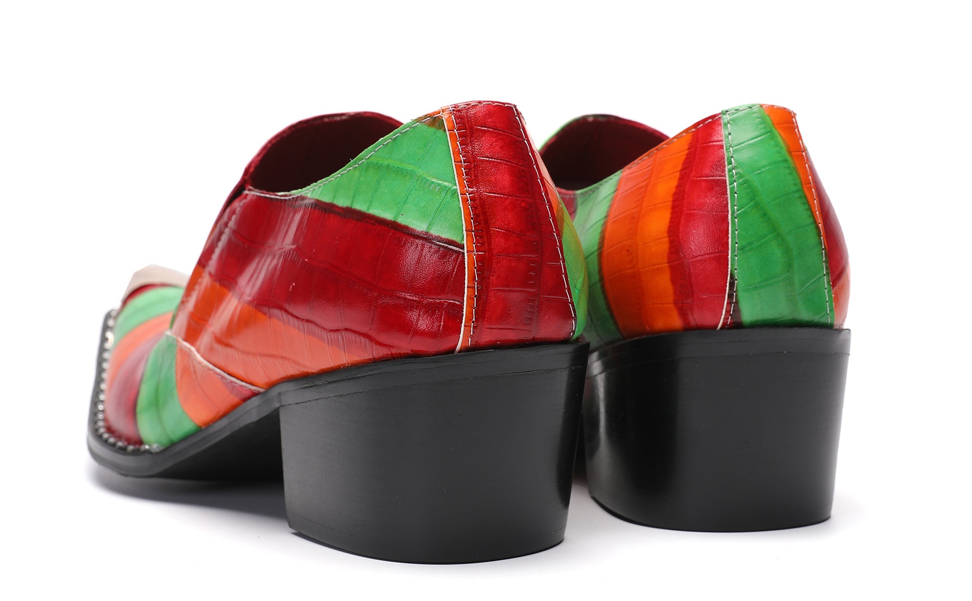 Men's Metal-Tip Toe Western Colourful Penny Loafers